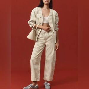 Striped Cream Women's Relaxed Jeans